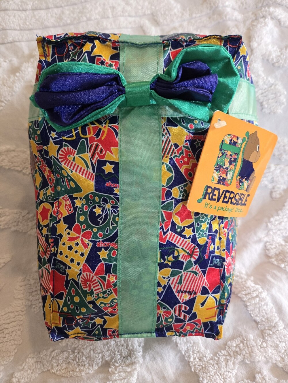 Vintage Y2K 1997 Shoney Bear Reversible Plush Gift Bag/Shoney Bear Satin Soft